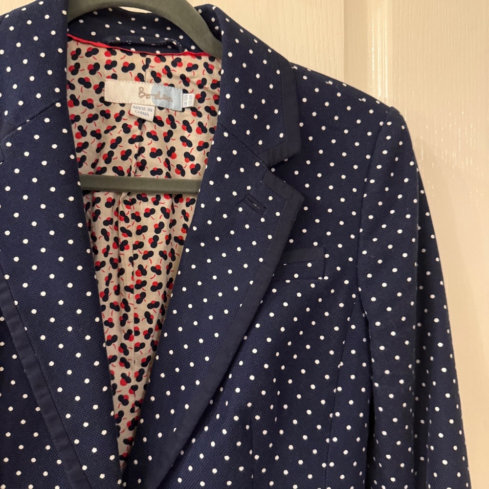 Boden Navy and White polka dot Blazer Size 6 - Picture 6 of 12